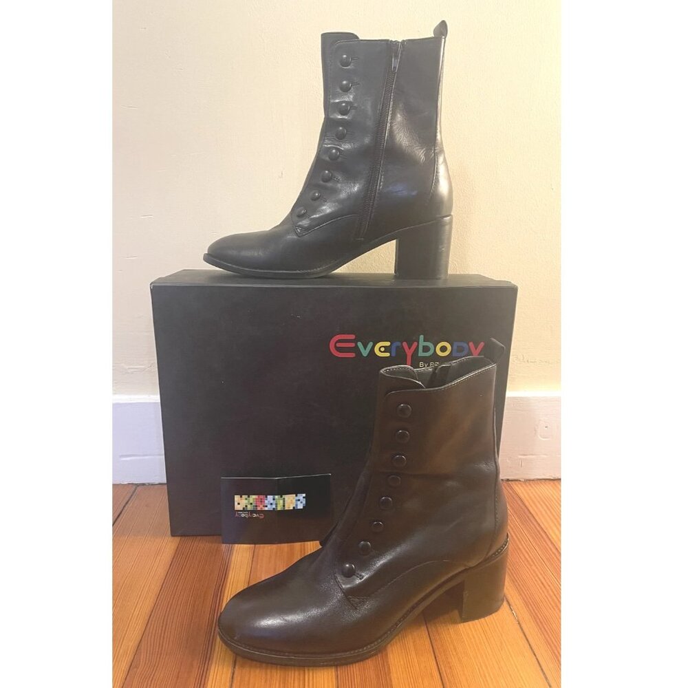 Everybody by BZ MODA Paloma Mid-Calf Black Leather Boot Euro 39.5